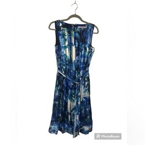 LUXE by Carmen Marc Valvo Women’s Dress Floral on Stripe Sleeveless Full Skirt